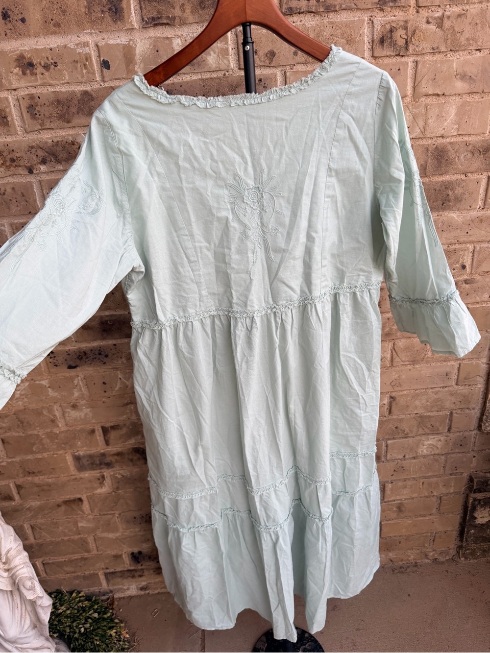 Soft Surroundings Anastasia Nightgown Cumulus Blue Embroidered Maxi Dress Sz M - Picture 8 of 15
